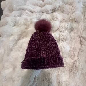 Altar'd State Purple/Burgundy Knit Beanie with Pom